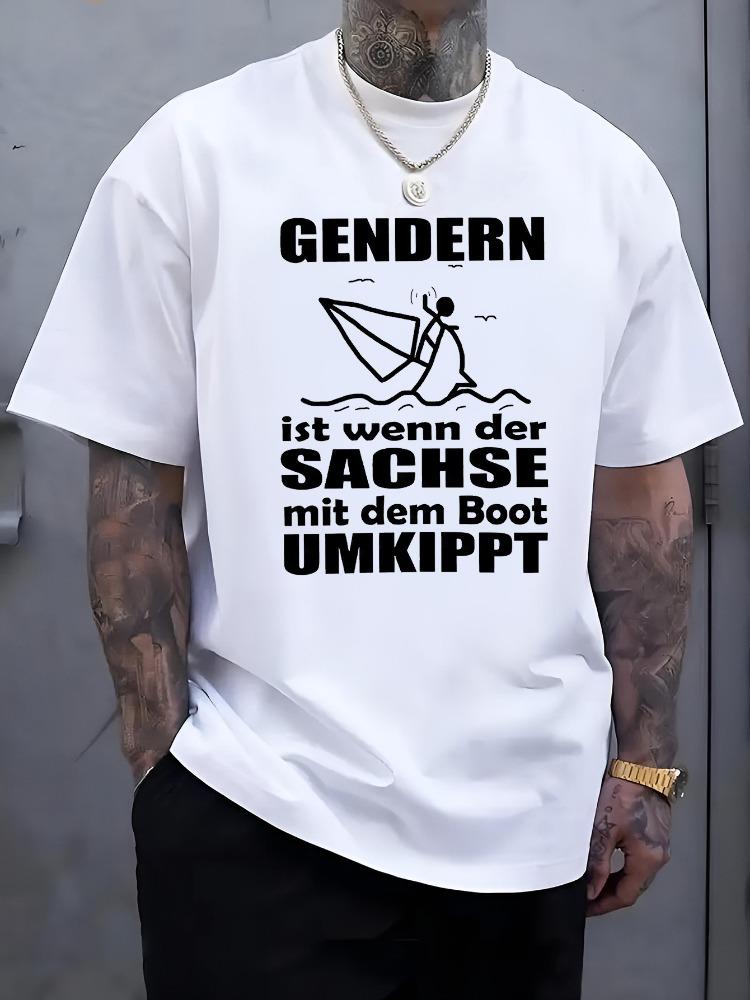 Men s Lustiges Gendern Spruch Summer Fashion T-Shirt Lustig Deutschland Sarkastisch Boot Witz Wei? Streetwear Tee S разноцветный