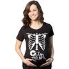 Maglietta Maternità Scheletro Bambino Divertente Carina Gravidanza Halloween Tee Annuncio