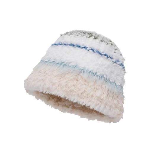 Plush cute warm ear protection big head circumference shows small face knitted wool hat woman