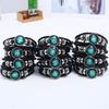 Luminous Twelve Constellation Artificial Gemstone Bracelet ;Beaded Rope Pu Leather 12 Constellation Woven Bracelet