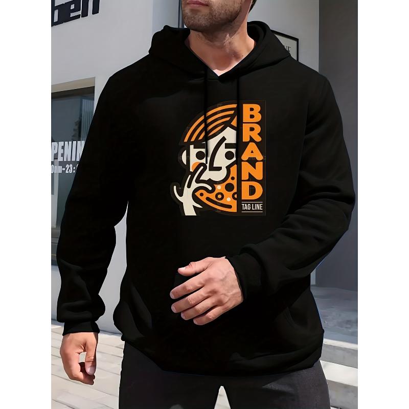 Warm Pullover Hoodie Sweatshirt, Loose Fit, Polyester Casual Hooded Sweatshirt S