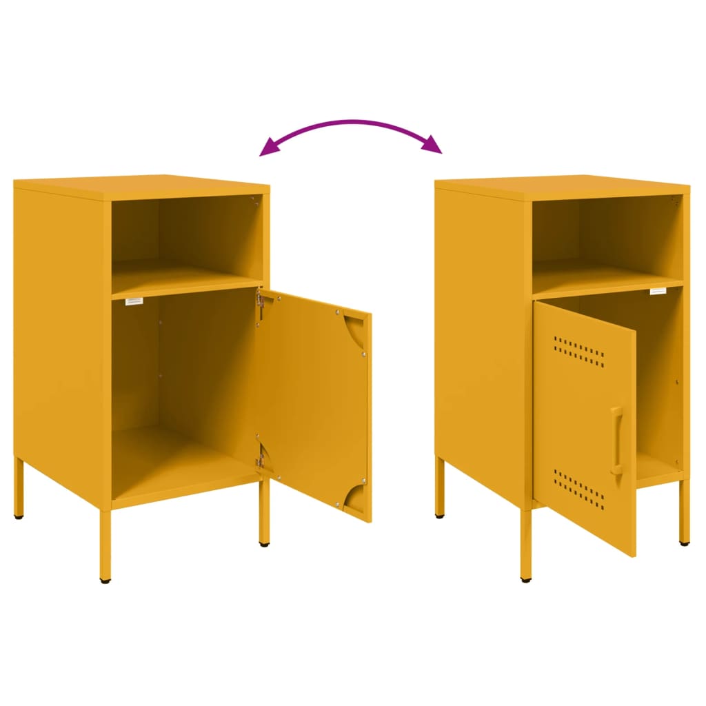 Nightstands 2 pcs Mustard Yellow 36 x 39 x 68 cm Steel