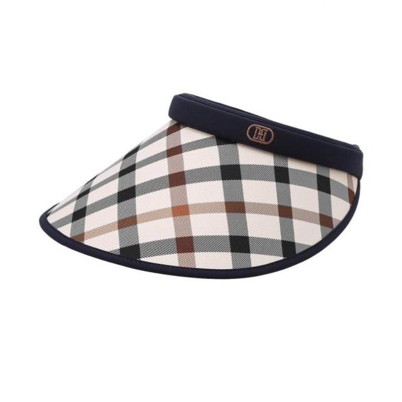 Daks Navy Check Wide Brim Sun Cap Dbhe4e101n2