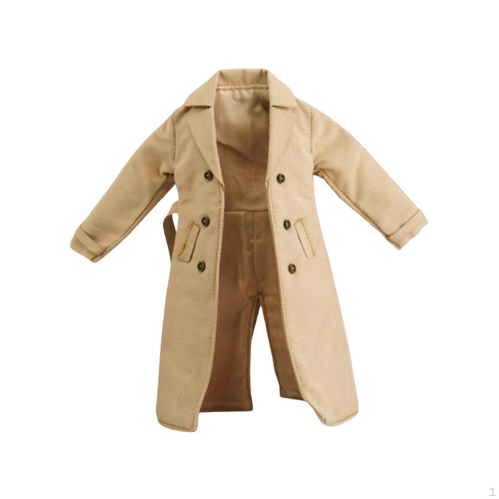 1/12 Male Female Trench Coat Miniature Clothing Handmade Doll Clothes for 6 inch Figures