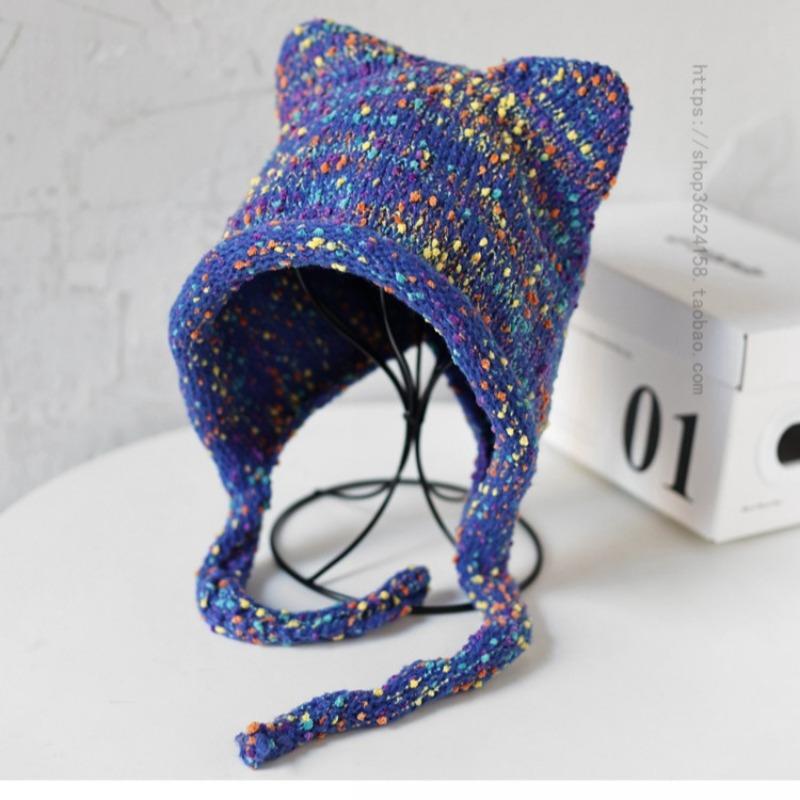 Korean Style Crochet Knit Hat Women Winter Ear Flap Warm Hat