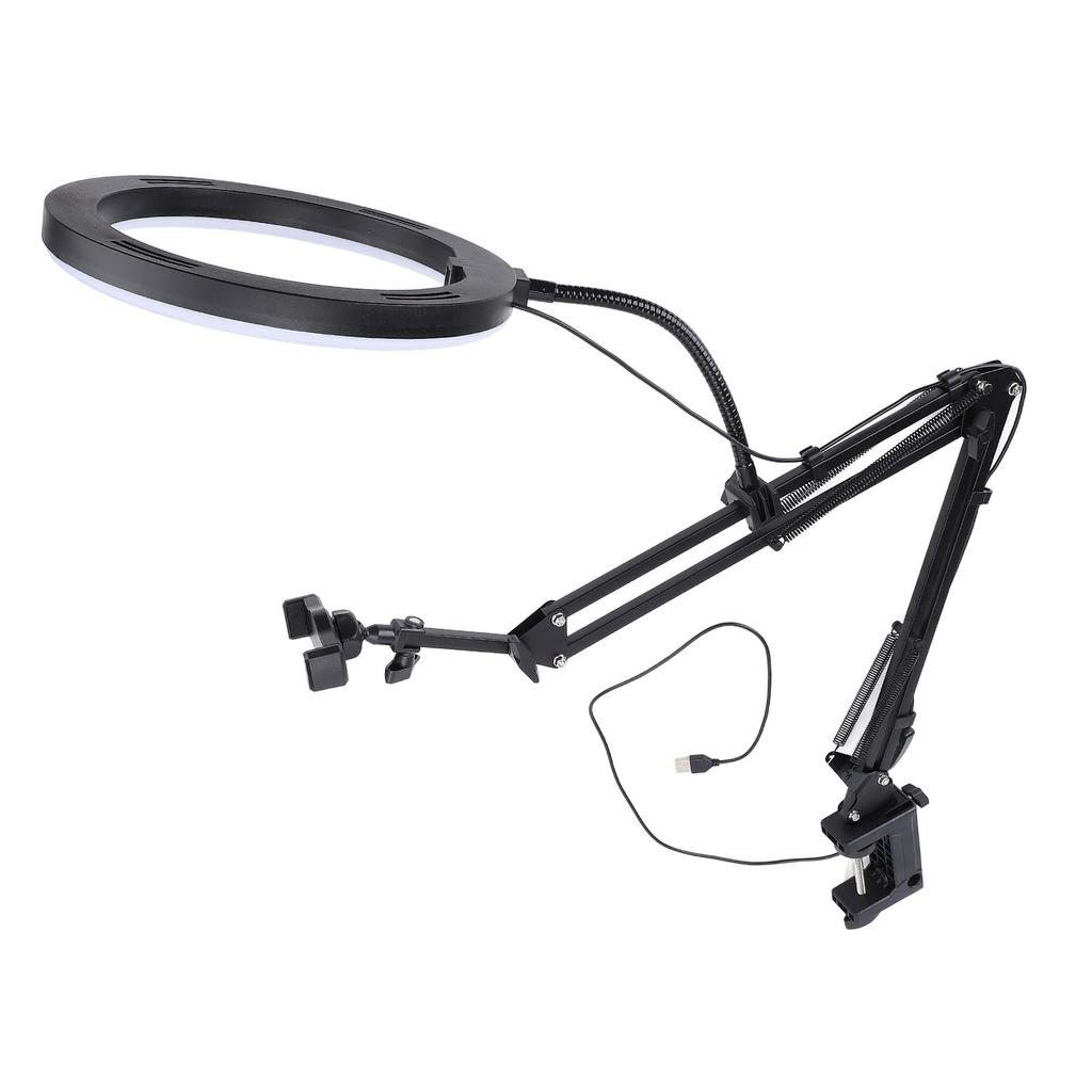 Ring Light Overhead Phone Mount Selfie Ring Light with Phone Holder LED Desk Ring Light with Clamp