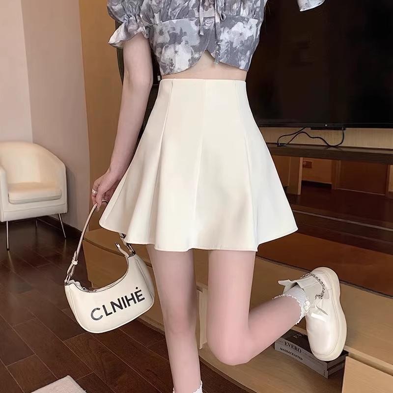 2026 Spring/Autumn Net Celebrity Women's High-Waisted A-Line Slim Short Skirt - Fluffy & Anti-Exposure