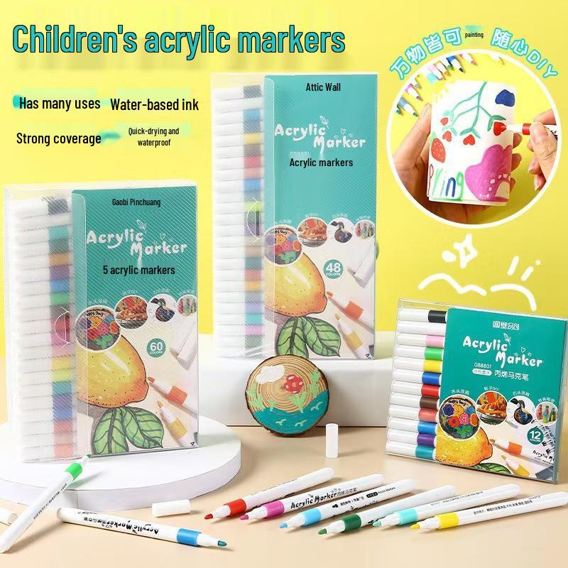 Washable Stackable Acrylic Marker for Kids & Students - Opaque Graffiti & Watercolor Drawing Pen