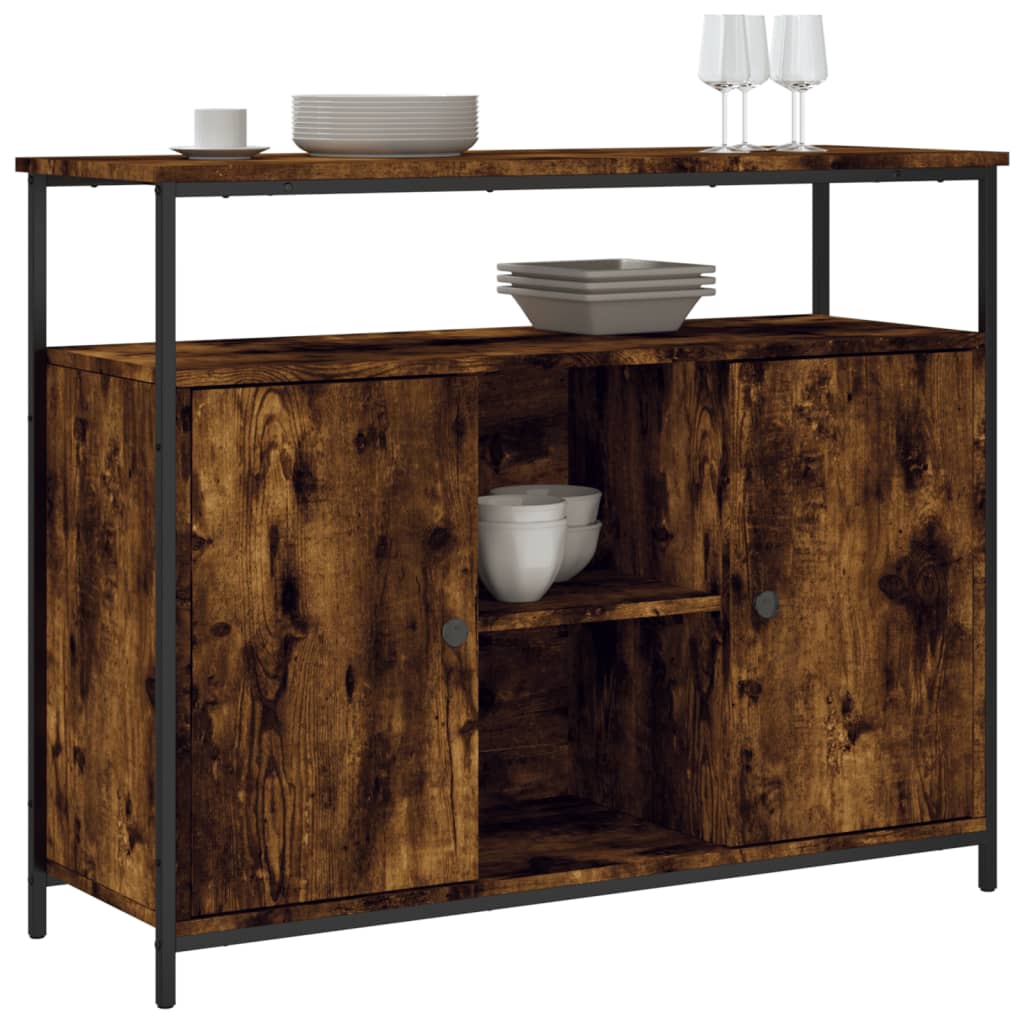 Sideboard Smoked Oak 100 x 35 x 80 cm Engineered Wood