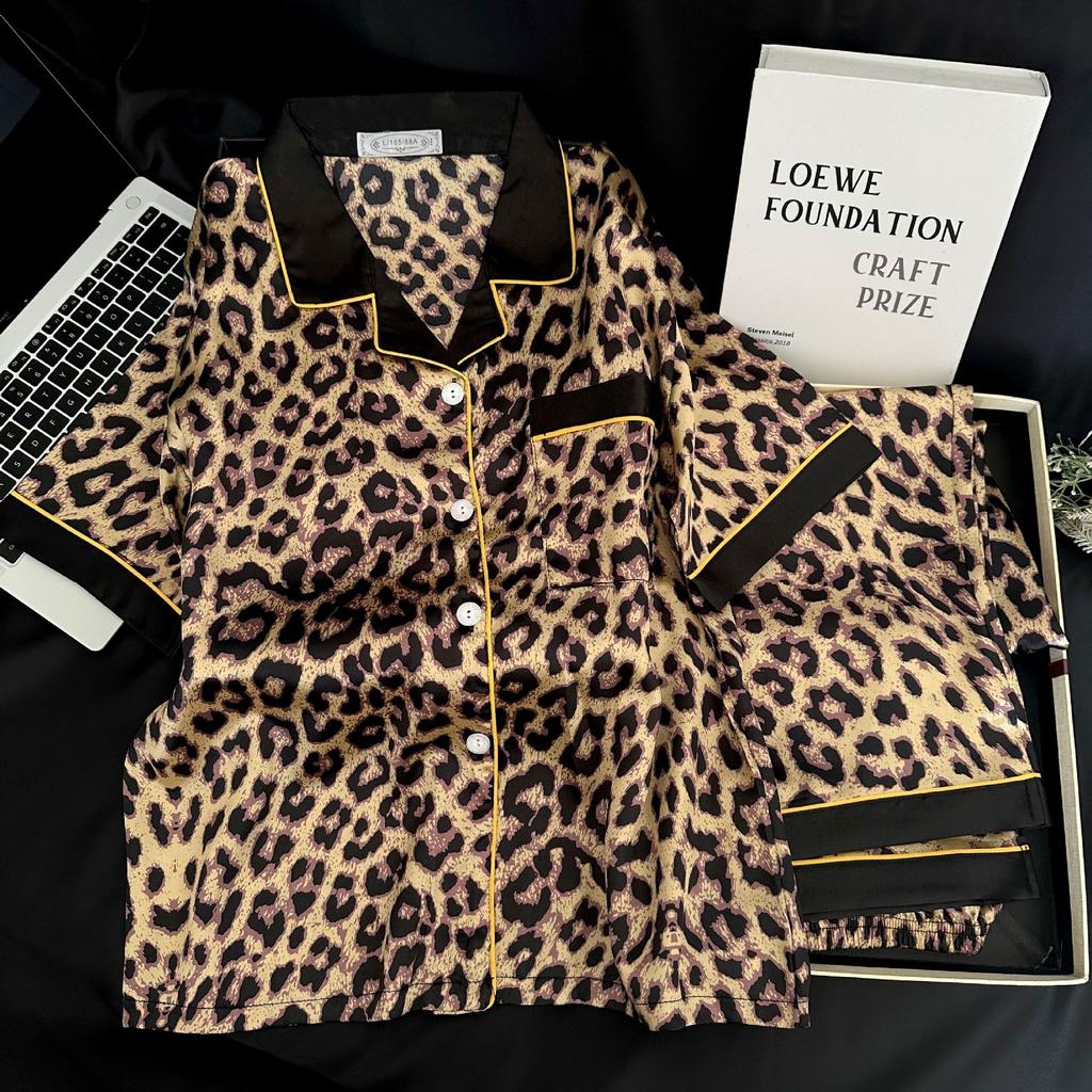 1011 New Simulation Silk Women's Pajamas Lapel Premium Summer Popular Two-piece Pajama Set