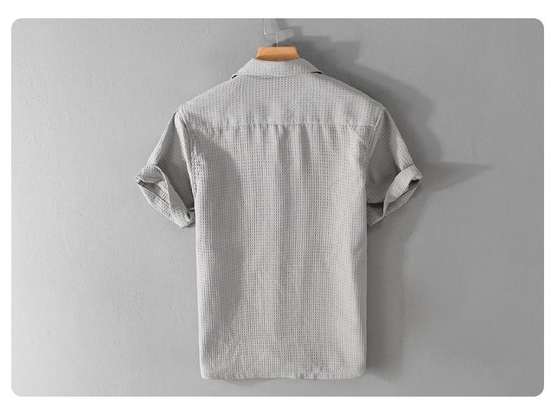 Men's Summer Waffle Short Sleeve Cuban Collar Shirt - Trendy, Comfortable, Versatile