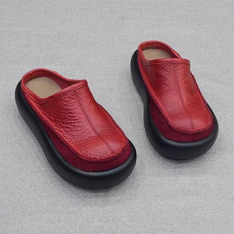 

Fashion Flats Women Slippers Platform Casual Slingback Mules Shoes Cozy Woman Sandals Summer 2025 New Brand Walking Zapatos De Mujer 40 красный