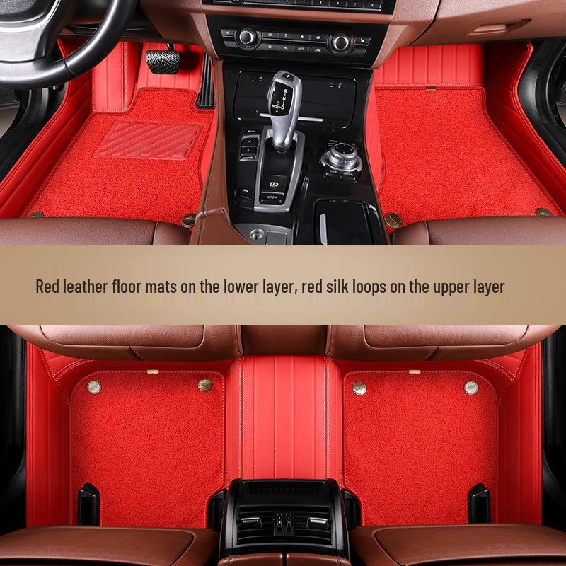 Genuine Leather Full Surround Car Floor Mats for 22 Volkswagen Models: Magotan, Tiguan L, Teramont X, and Passat