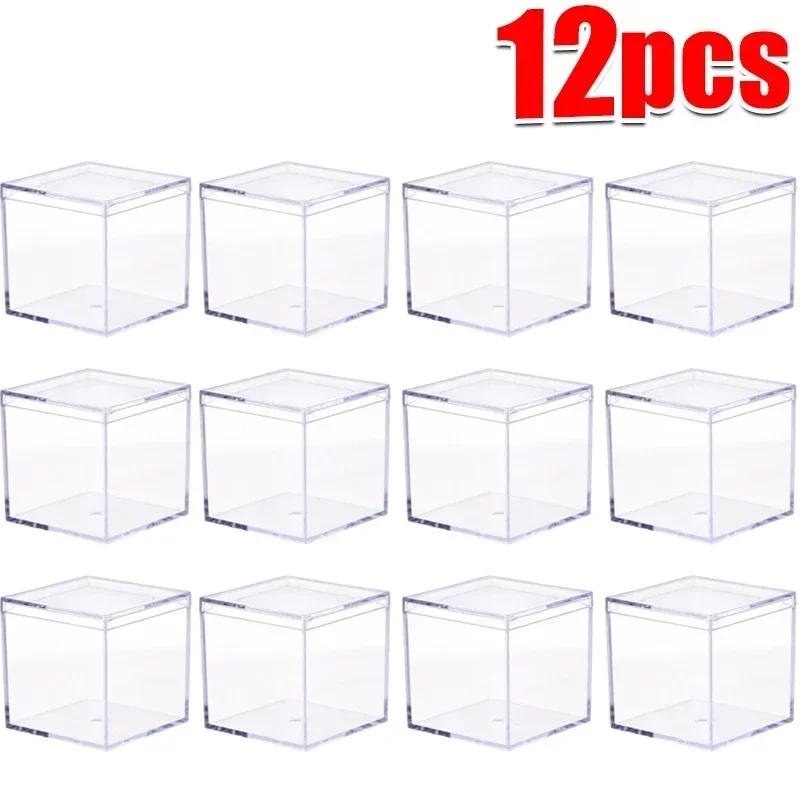 1-50pcs Transparent Acrylic Boxes With Cover Plastic Organizer Gift Packing Box Food Candy Storage Container For Home Display