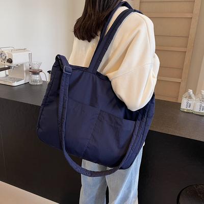 Nylon-Stofftasche, weich, wachsartig, große Kapazität, einfache Schultertasche, Studentenhand, Umhängetasche, Pendler-Einkaufstasche