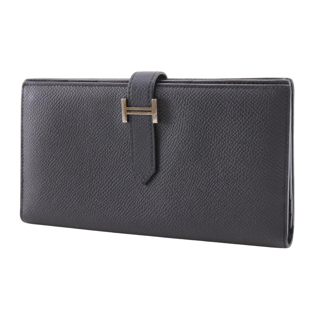HERMES Beansufla Purse black Epsom unisex Used