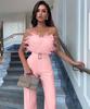 Stylish European & American Feather Strapless Jumpsuit