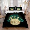 Hocus Pocus Zauberspruch Druck 3-teiliges Bettwäsche-Set Bettbezug mit 2 Kissenbezügen Heim-Geburtstagsgeschenk