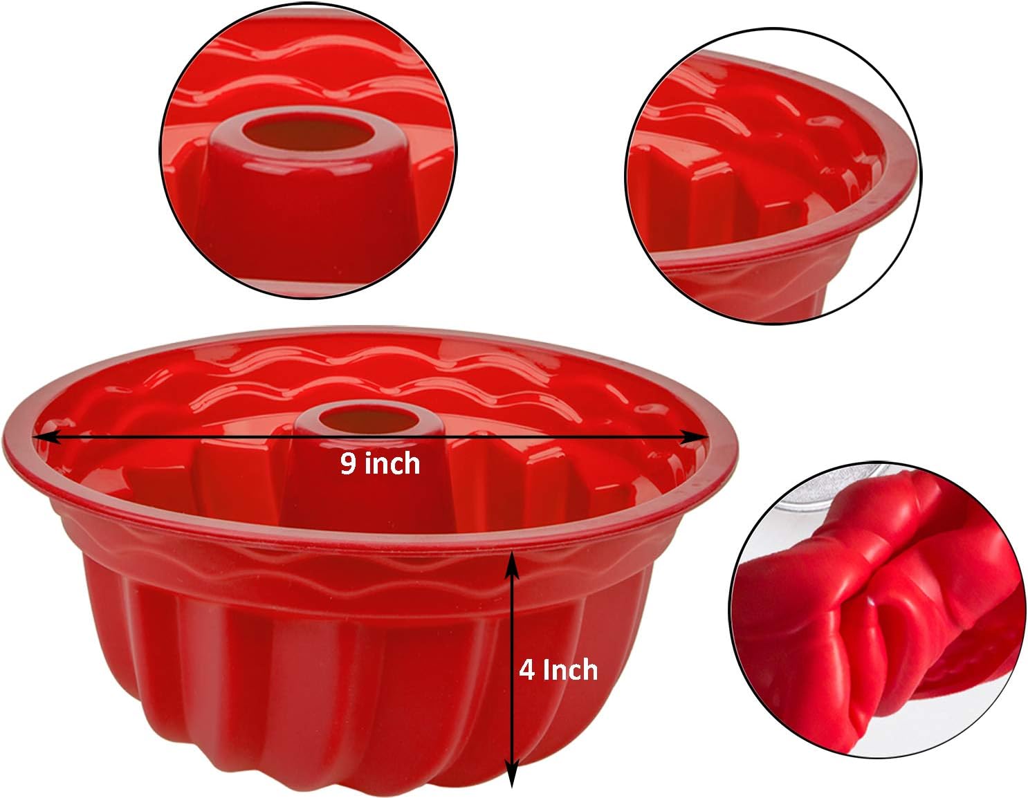 

Silicone Fluted Tube Pans, Non-stick Baking Molds Silicone Round Baking Pans, BPA Free Bakeware for Cake, Gelatin, Bread, Jello,
