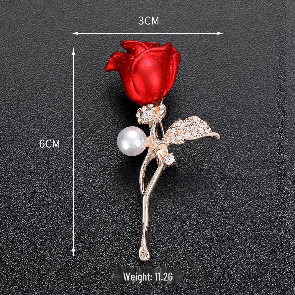 Exquisite Women's Red Flower Brooch – Niche Design, High-End Suit Accessory