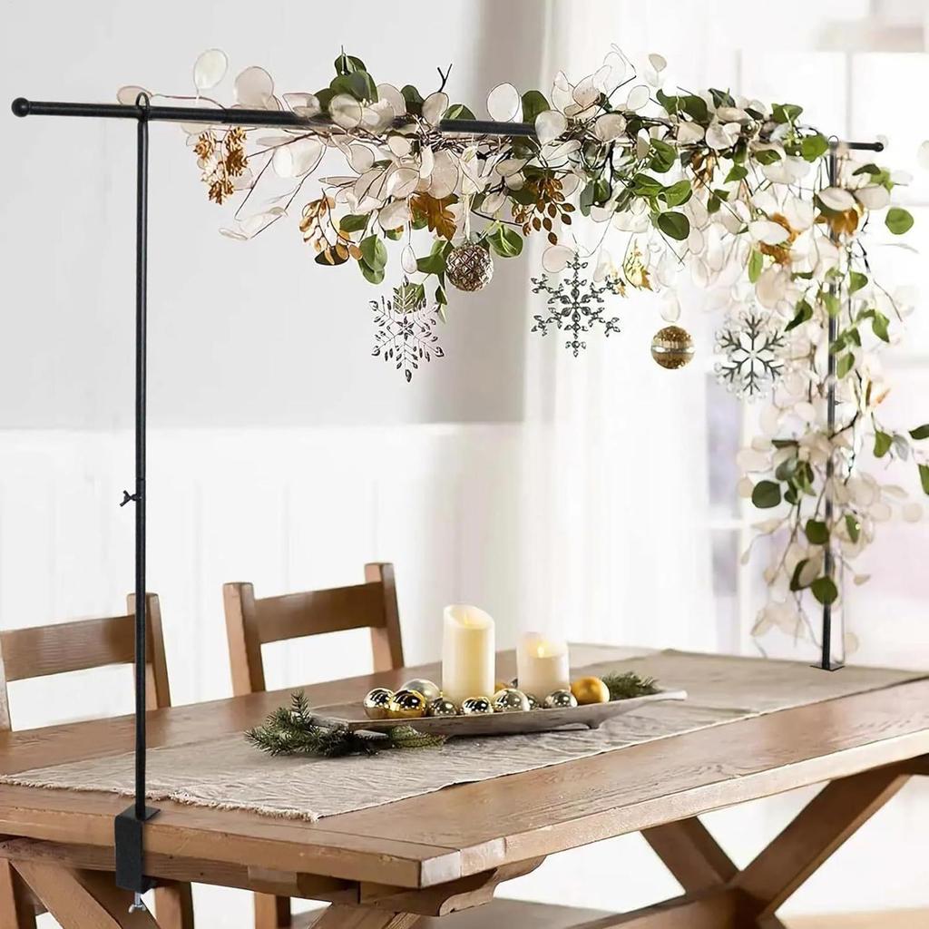 Table Arch Stand with Clamps Adjustable Over The Table Rod Stand with Clamps Dining Background Rack for Daily Swing Event