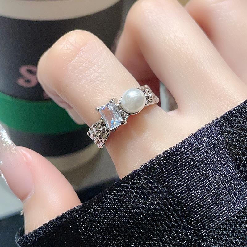 Super Flash Zircon Full Diamond Micro-Inlaid Open Ring Niche Light Luxury High Sense Cold Wind Index Finger Ring Female