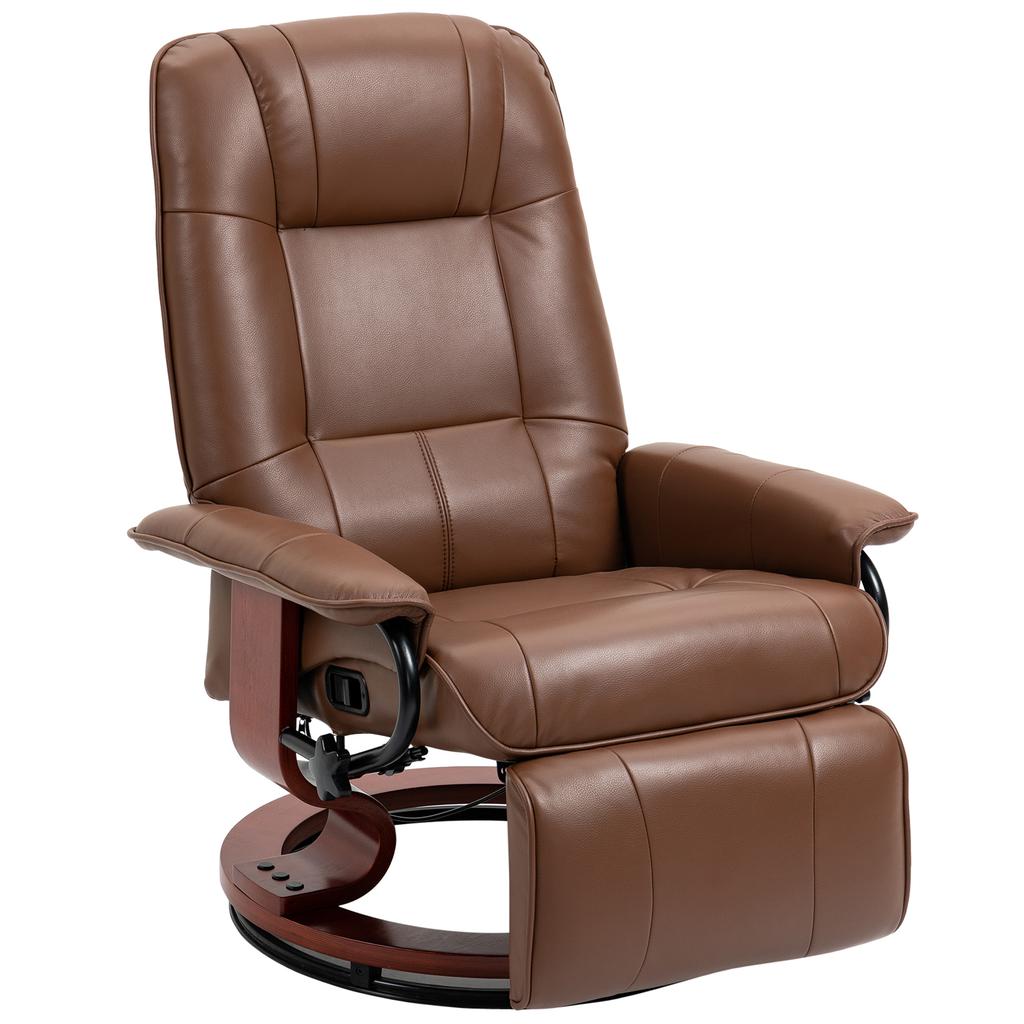 Recliner, Reclines 145 Degrees, Adjustable Footrest, Faux Leather, 360 Degrees Rotatable, Up To 120 Kg, Brown