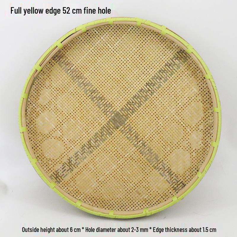 Blue Bamboo Weaving Sieve for Drying Tea, Dried Goods, and Rice - Round Winnowing Basket Tray