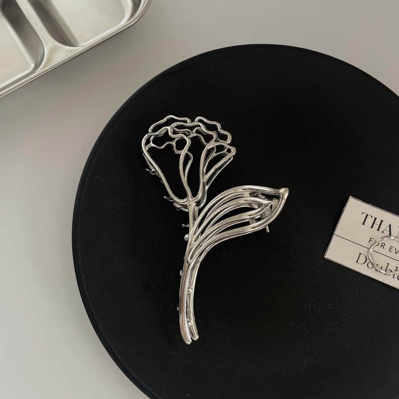 Silver Metal Geometric Shark Hair Clip for Thick Hair