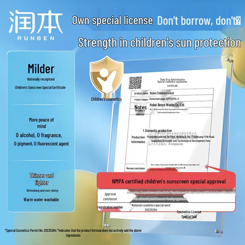 Runben Kids Sunscreen SPF20 50ml & Lip Balm Set