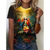 Summer Women's 3D Digital Printed T-shirt Creative Animal Pattern Round Neck Casual Short Sleeve Loose Fashion Top