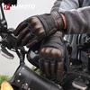 Vintage Leather Motorcycle Gloves CE Certification Summer Perforated Motorbike Racing Gloves Touch Screen Motocross Moto Gloves