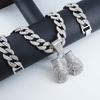 Hip Hop Boxing Gloves Pendant Full Diamond Alloy Men's Personality Trend Necklace Accessories