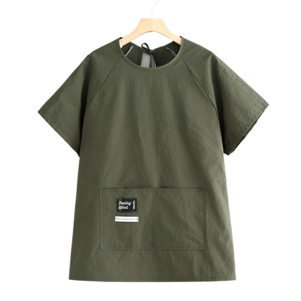 

Waterproof Kitchen Apron Solid Color Cooking Apron Creative Short Sleeved Apron Kitchen зелёный