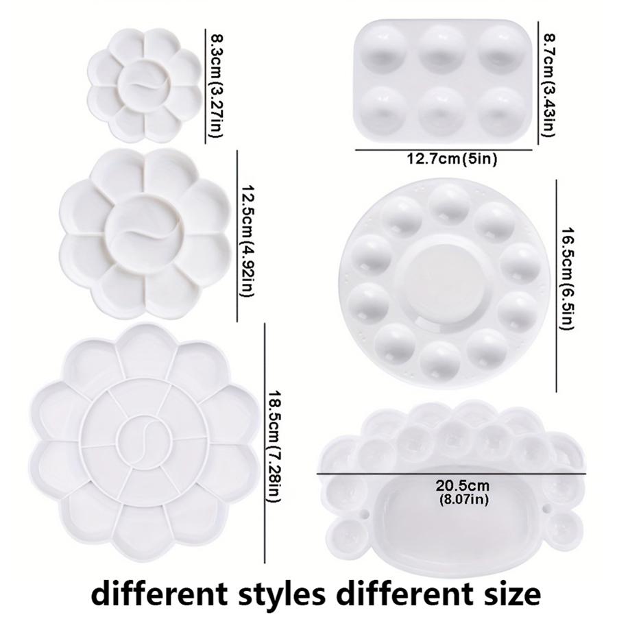 Multi-Shape Artist Palette Durable Plastic Paint Mixing Trays for Acrylic Watercolor Oil Painting Assorted Sizes Easy-Clean JXB