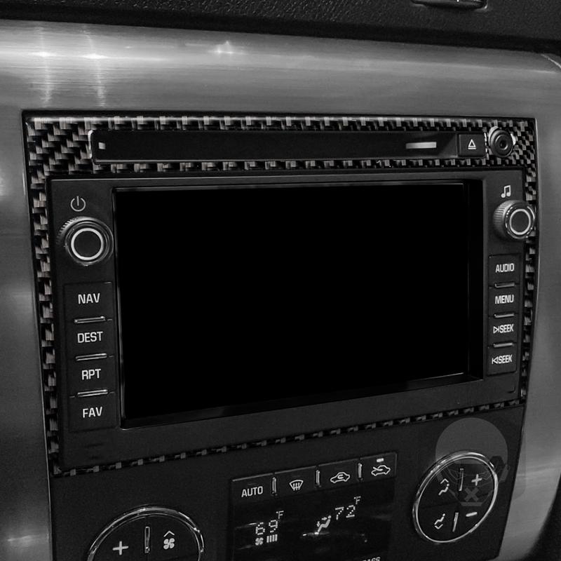 For Hummer H2 2008 2009 Real Carbon Fiber Stickers Radio Adjustment Control Panel Trim Cover Car Accessories Interior Decorative