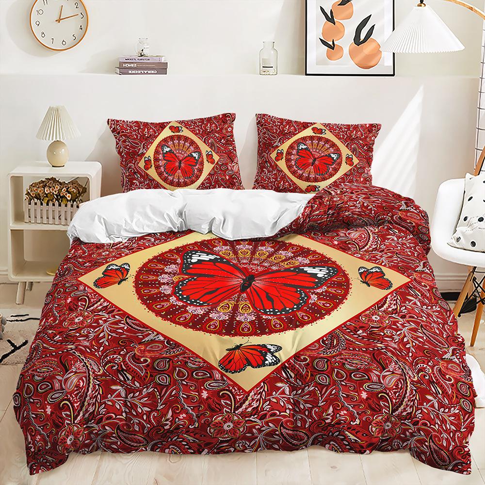 Bed Three-Piece Butterfly Kit Animal Rose Flower Quilt Cover Two-Piece Bedroom