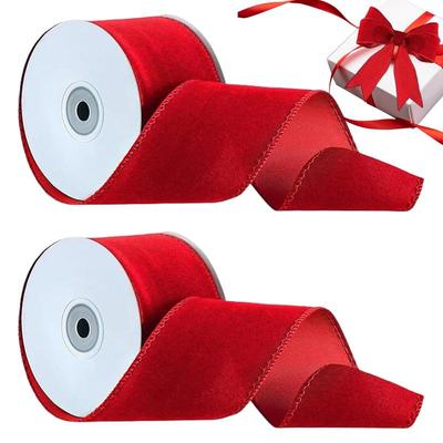 2 Rollos Cinta de Terciopelo Cinta de Navidad Roja Año Nuevo Cintas de Terciopelo Lazos Cinta para Embalaje de Cajas de Regalo Accesorios DIY Hechos a Mano