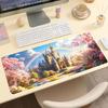 Magical Fairy Tale Castle Print Gaming Mouse Pad Large Desk Mat AntiSlip Rubber Base Stitched Edge Keyboard Mat For Workstation