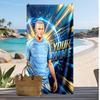 Erling Haaland Personalized Printed Beach Towel Soccer Logo Support Custom Name Text Absorbent Towel For Sport Travel Special Gift