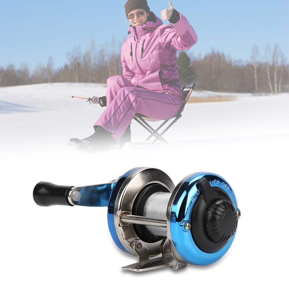 Portable Winter Ice Fishing Reel Wheel with Wire Outdoor Casting Tackle(Blue)