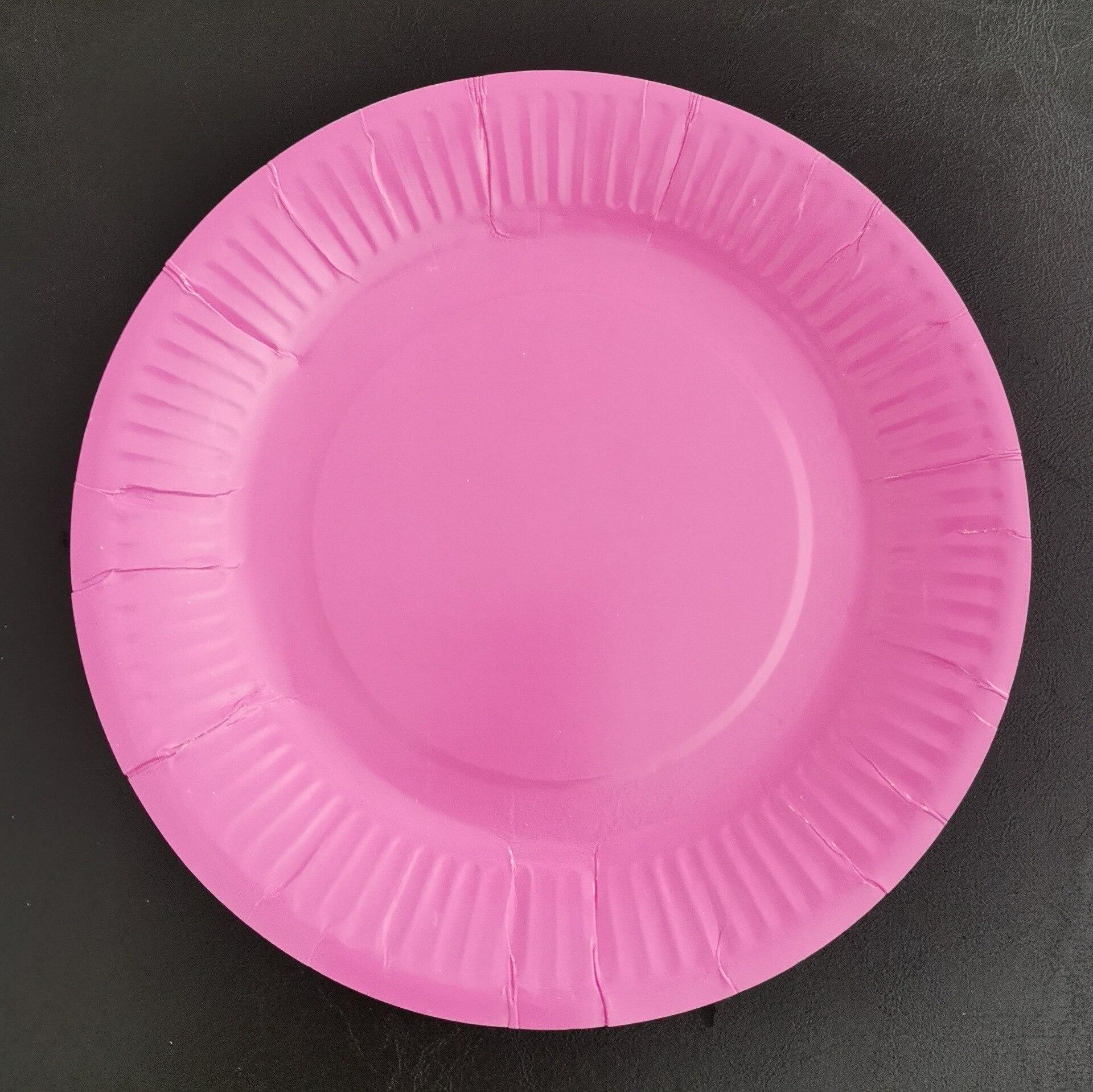 

7 одноразовых бумажных тарелок для вечеринок, белая бумажная тарелка для украшения детского дня рождения 10pcs розовый