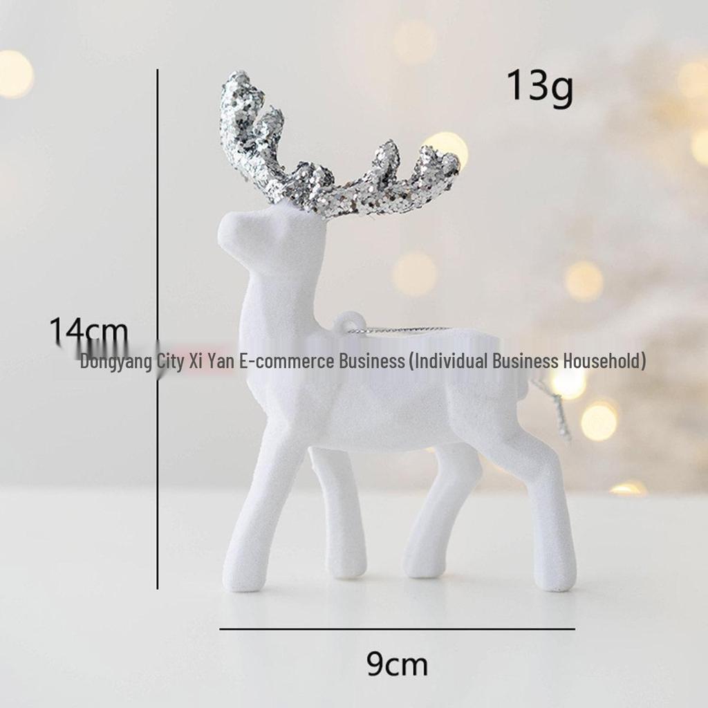 Neuer beflockter verschneiter Rehkitz Rentier Schmuck: Festliche Kunststoffdekoration für Weihnachtsstimmung