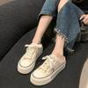 Fashion Summer Women's Shoes Breathable Canvas Slippers Fashion Platform Height Increasing Shoes for Women Casual BaoTou Half Slippers