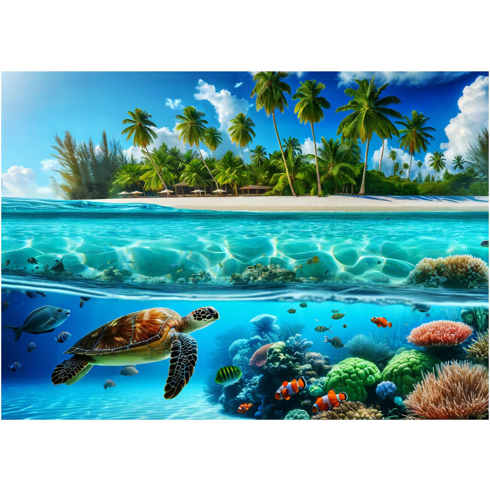 

Sutinban Sea Turtle 1000 Piece Puzzle for Adults, Cool Adult Puzzle 1000 Piece Wave Spirit Hawaii Oasis Jigsaw Puzzle Home Decor Happy Family Time
