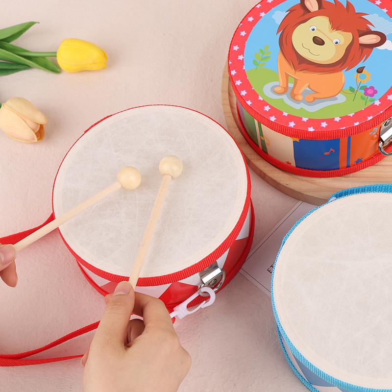 Kids Percussion Drum Wood Toy Set With Carry Strap Music Instrument Teaching Aids For Toddlers Develop Children's Rhythm Sense
