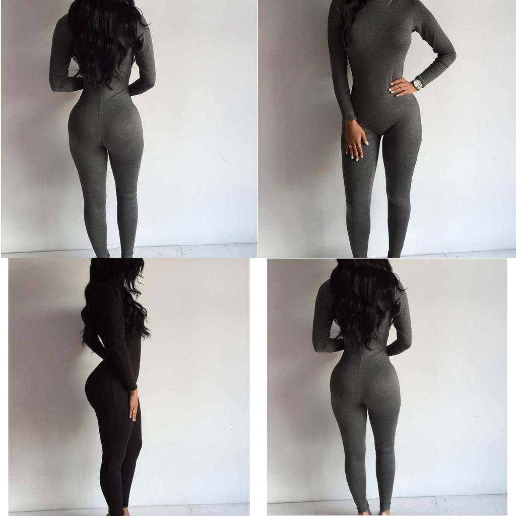 Mono de Manga Larga Casual con Cuello Alto Ajustado Mono Mono Mono Pantalón Largo para Mujer