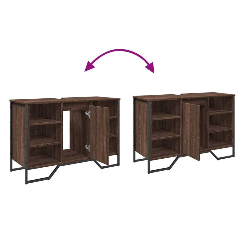 Bathroom Vanity Cabinet Brown Oak Effect 91 X 35 X 60 Cm