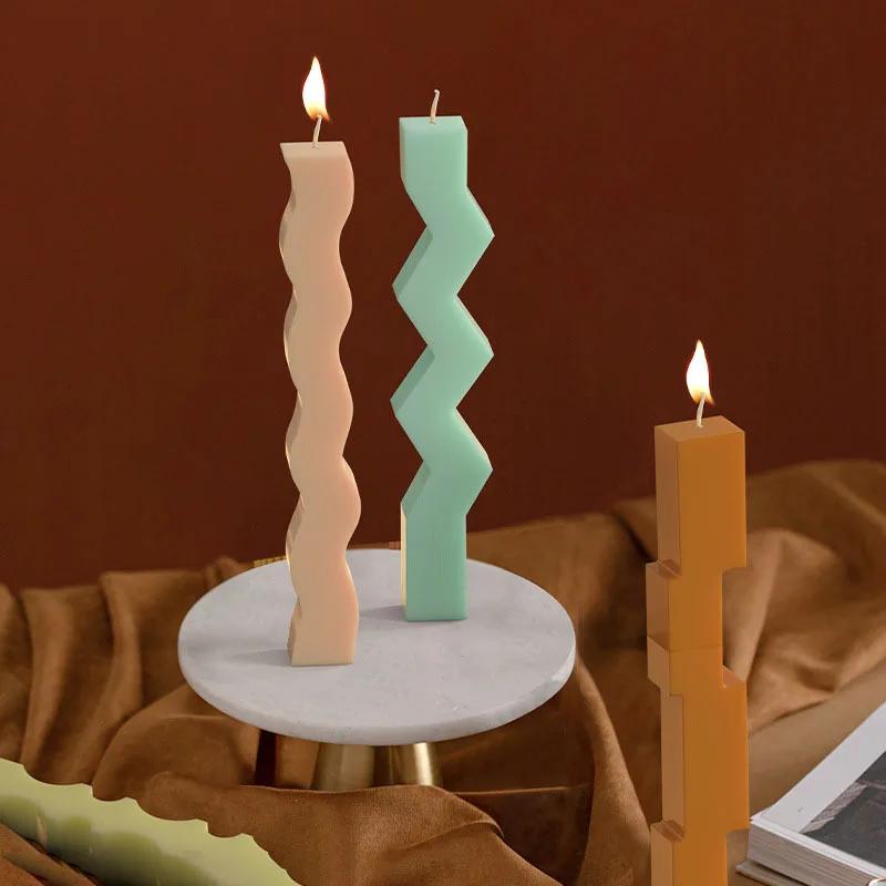 Long Strip Wavy Silicone Candle Mold Geometric Shaped Candles Making Supplies Kit DIY Plaster Resin Soap Mould Home Decor Crafts
