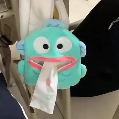 Cartoon Sanrio Periphery Cute Hangyodon Plush Doll Ugly Fish Tissue Boxes Keychain Pendant Stuffed Toys Backpack Ornaments Gifts